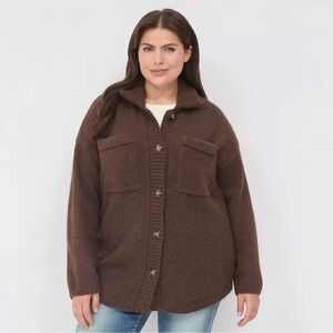 Lane‎ Bryant 18/20 Button front cardigan fuzzy sweater ribbed hem button front